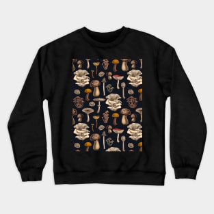 Wild Mushrooms  on graphite black Crewneck Sweatshirt